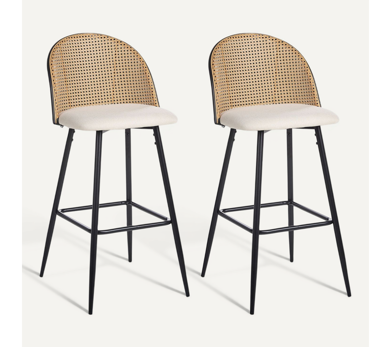Lot De 2 Chaises De Bar Cornell Métal Noir