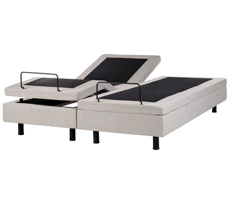 Lit Réglable Sans Tête De Lit Tissu Duke 160 X 200 Cm Beige