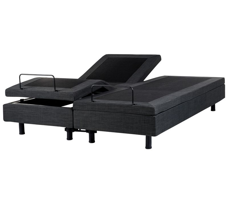 Lit Réglable Sans Tête De Lit Tissu Duke 160 X 200 Cm Gris Foncé