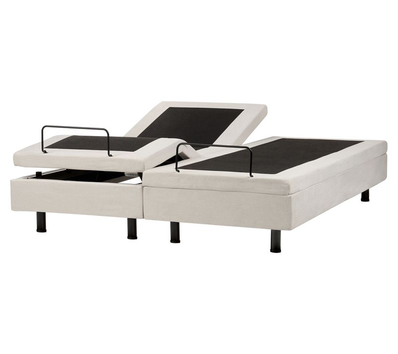 Lit Réglable Sans Tête De Lit Tissu Castellan 160 X 200 Cm Beige Clair