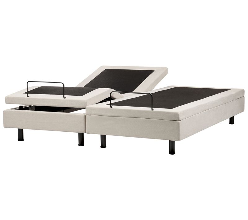 Lit Réglable Sans Tête De Lit Tissu Duke Ii 180 X 200 Cm Beige Clair