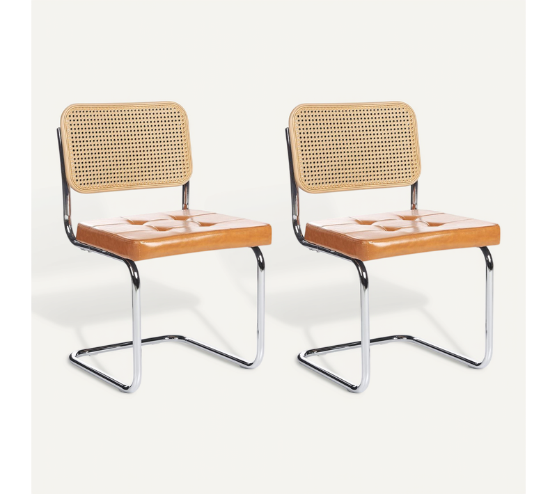 Lot De 2 Chaises De Salle à Manger Ethete simili Marron Doré