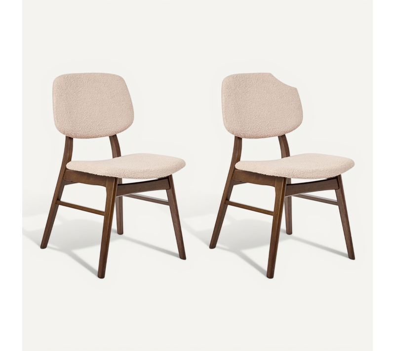 Lot De 2 Chaises De Salle à Manger Elaine Bouclé Marron Foncé/beige