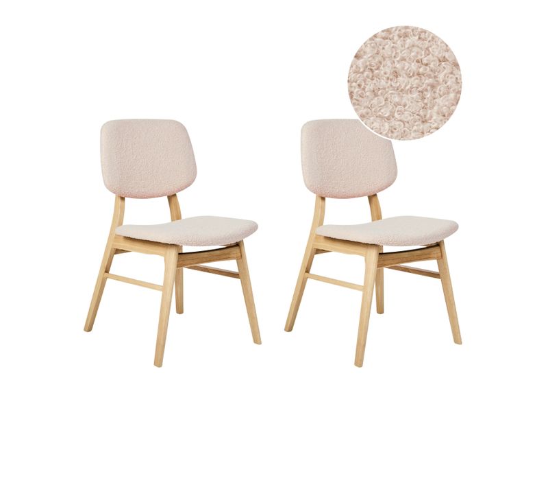 Lot De 2 Chaises De Salle à Manger Elaine Bois Marron Clair/beige