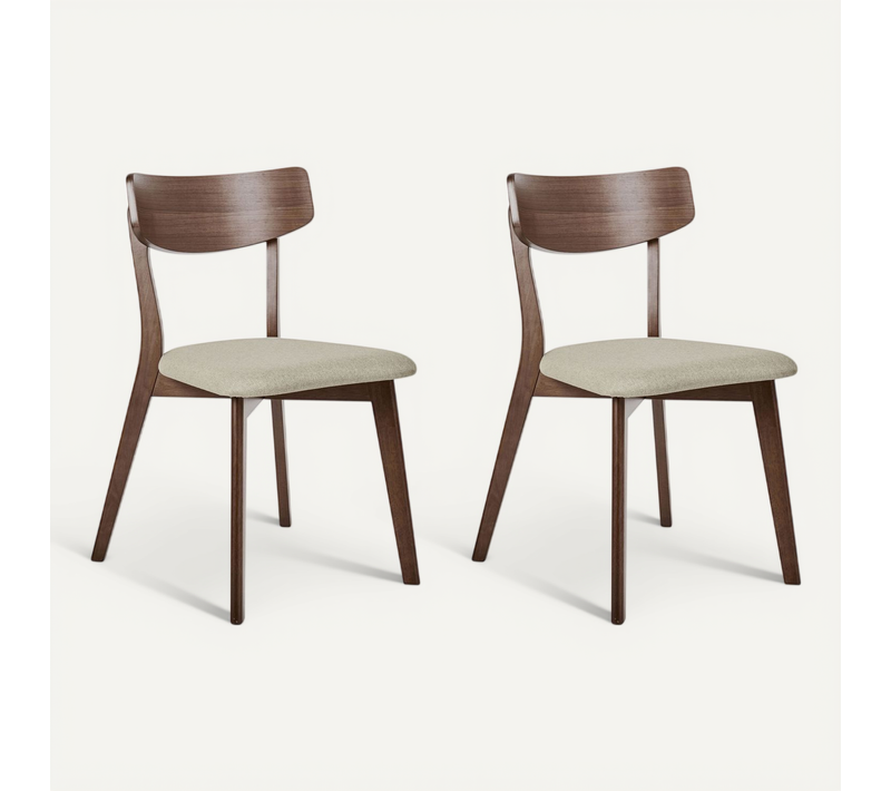 Lot De 2 Chaises De Salle à Manger Hope Bois Marron/beige