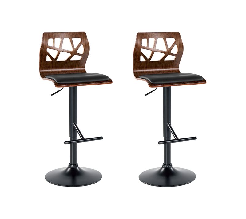 Lot De 2 Chaises De Bar Petersburg Cuir Pu Noir