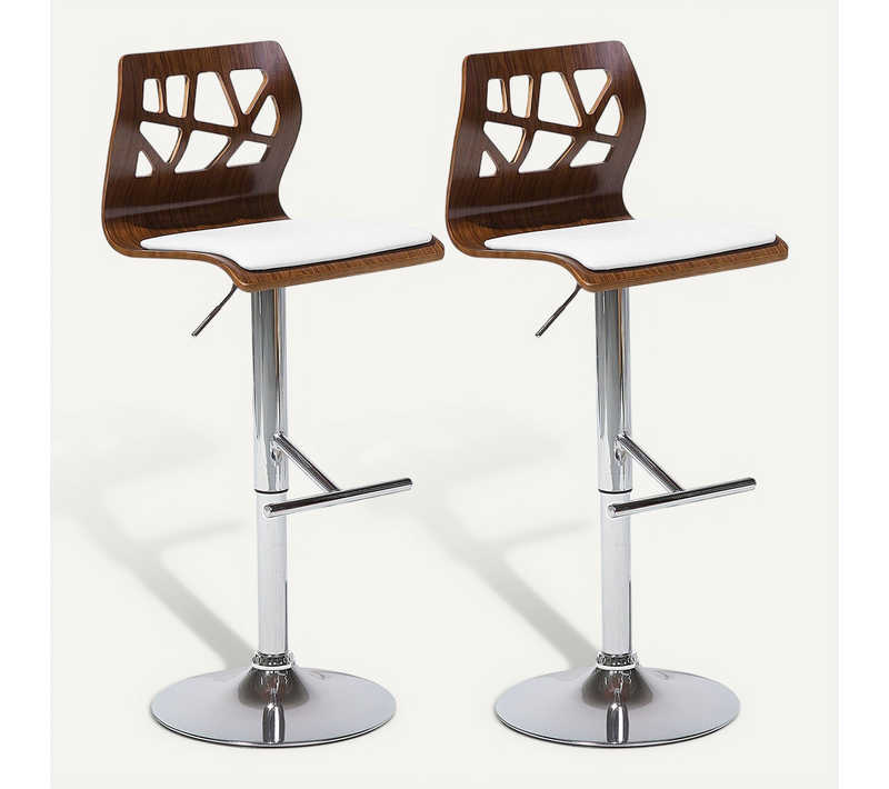 Lot De 2 Chaises De Bar Petersburg simili Blanc/argenté