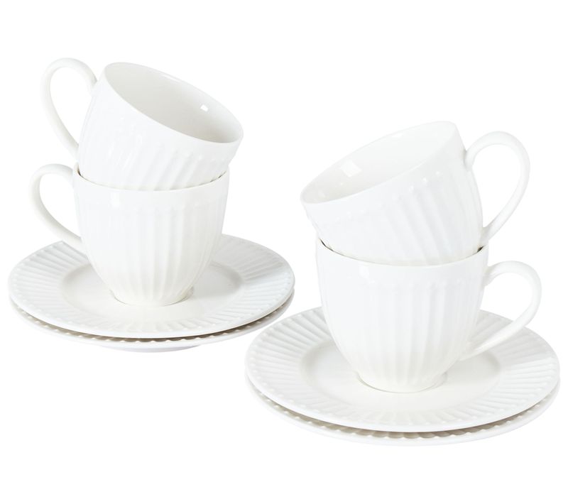 Set De 4 Tasses Avec Soucoupes Cowslip Porcelaine Blanc