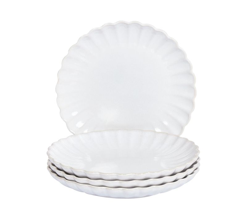 Set De 4 Assiettes à Dessert Nettle Grès Blanc