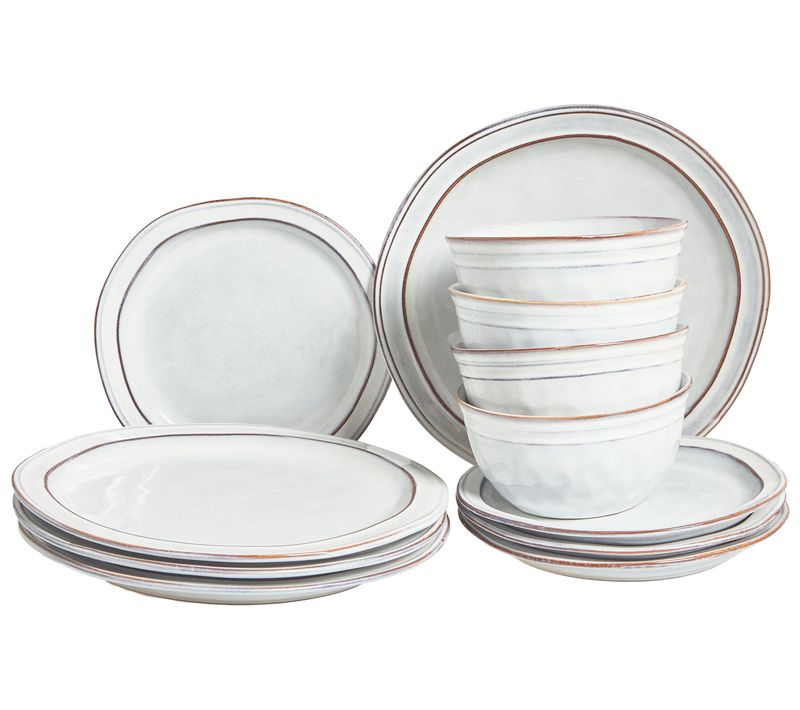 Set De 12 Couverts De Table Chives Grès Gris Clair