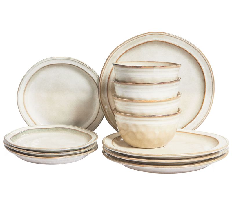 Set De 12 Couverts De Table Chives Grès Beige Clair