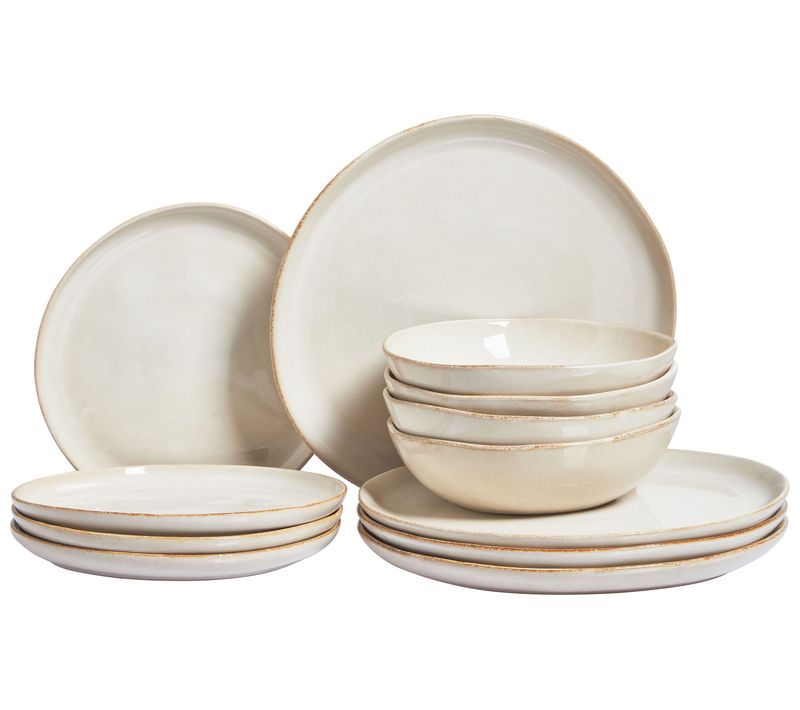 Set De 12 Couverts De Table Hops Grès Beige Clair