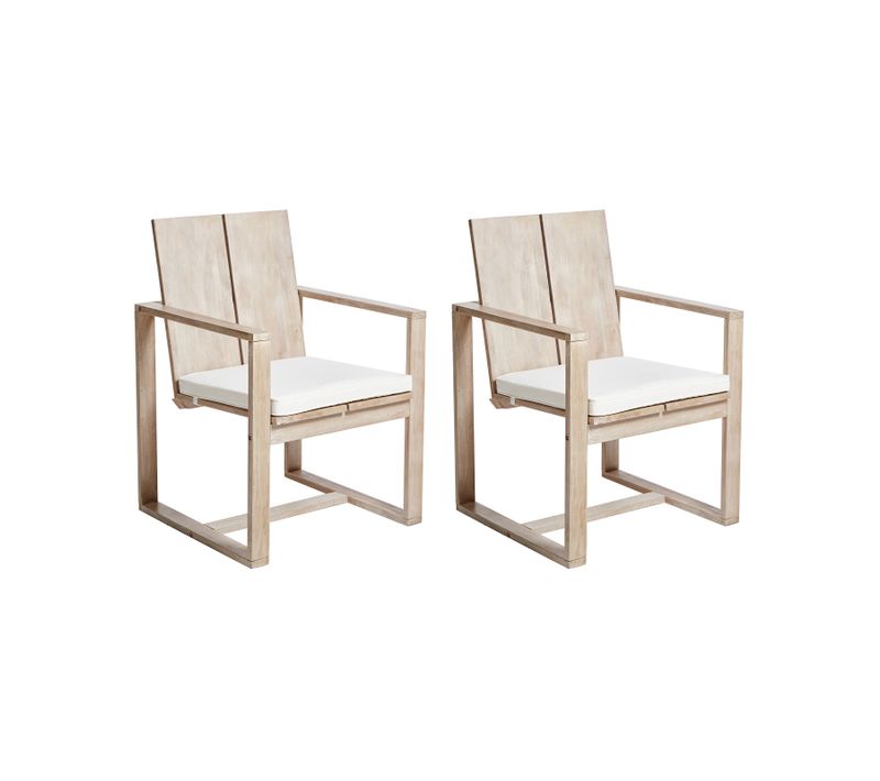 Lot De 2 Chaises De Jardin Avec Coussins Azzanello Acacia Blanc Cassé