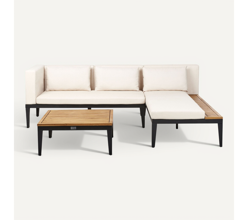 Ensemble De Canapés D'angle De Jardin Bracciano Côté Gauche Bois D'acacia Certifié Beige Clair