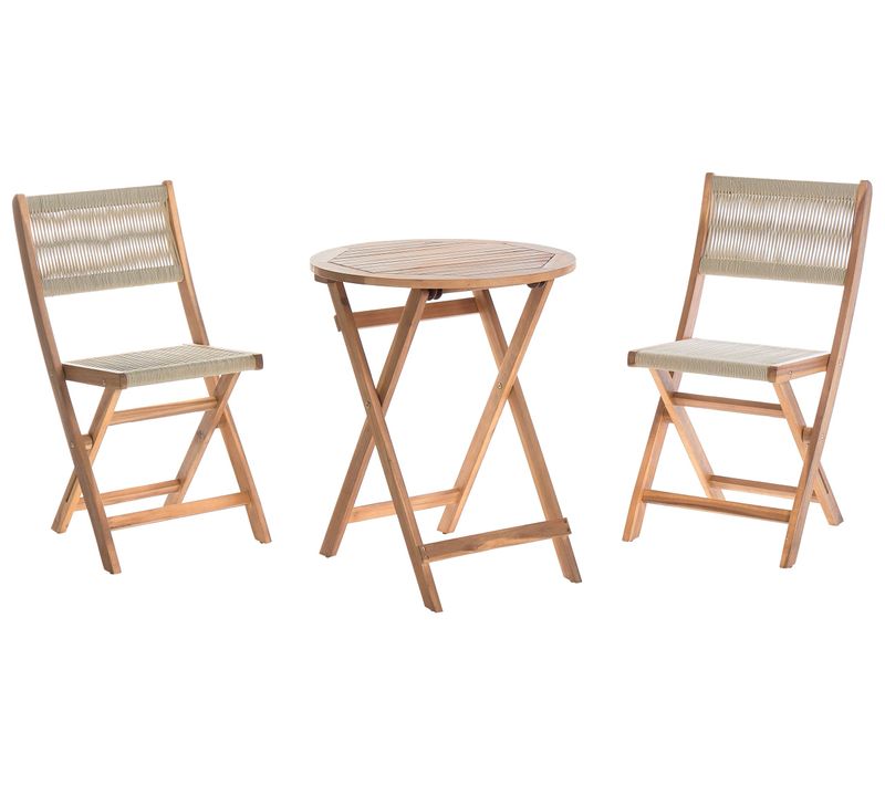 Ensemble Bistrot Pliant Prossedi Acacia Beige