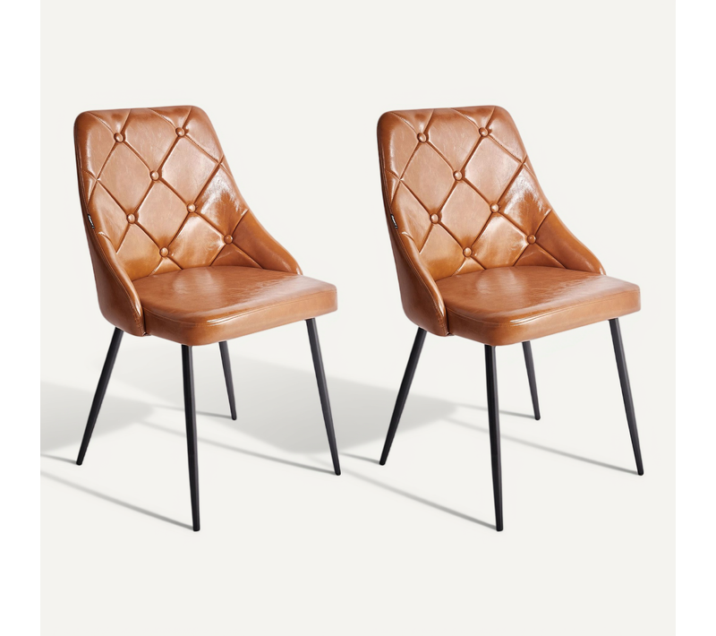 Lot De 2 Chaises De Salle à Manger Valerie simili Marron Doré