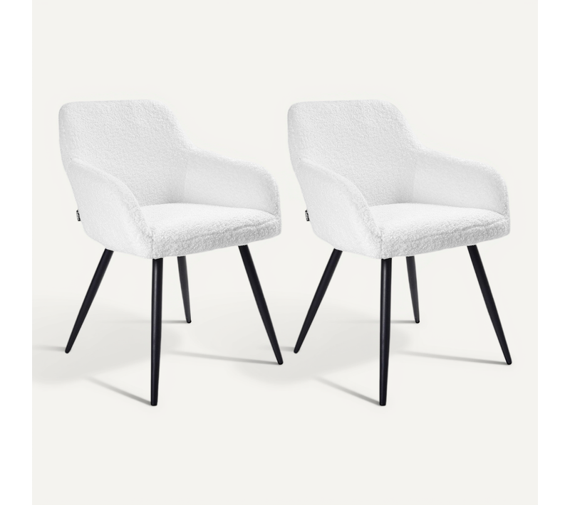 Lot De 2 Chaises De Salle à Manger Casmalia Bouclé Blanc Cassé