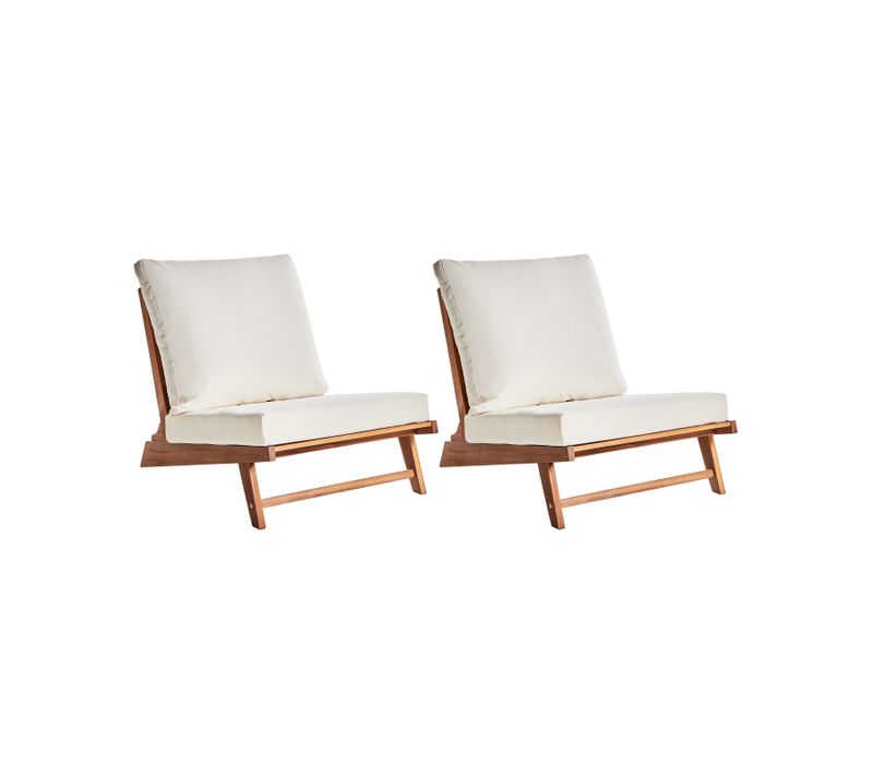 Lot De 2 Chaises De Jardin Avec Coussins Micciano Acacia Blanc Cassé