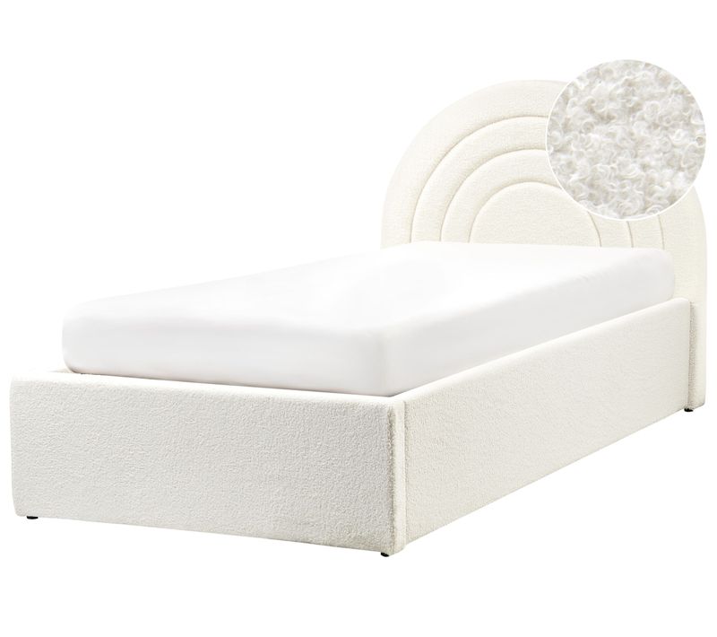 Lit Pouf Enfant Bouclé Anet 90 X 200 Cm Blanc Cassé
