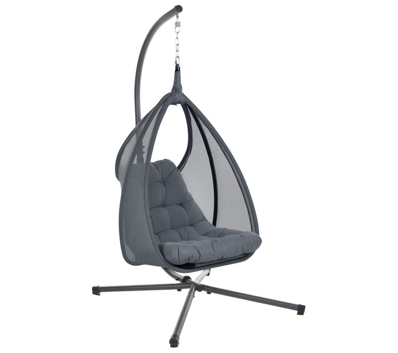 Fauteuil Suspendu Avec Support Avegno Tissu Gris Foncé