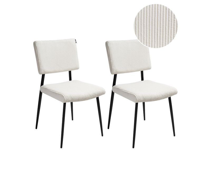 Lot De 2 Chaises De Salle à Manger Sturgis Velours Côtelé Blanc Cassé