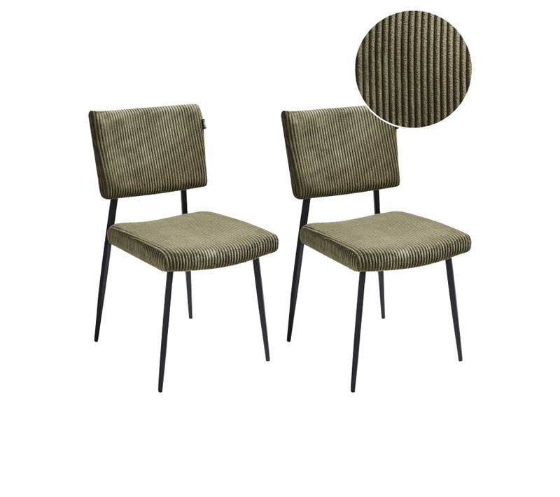 Lot De 2 Chaises De Salle à Manger Sturgis Velours Côtelé Vert Olive