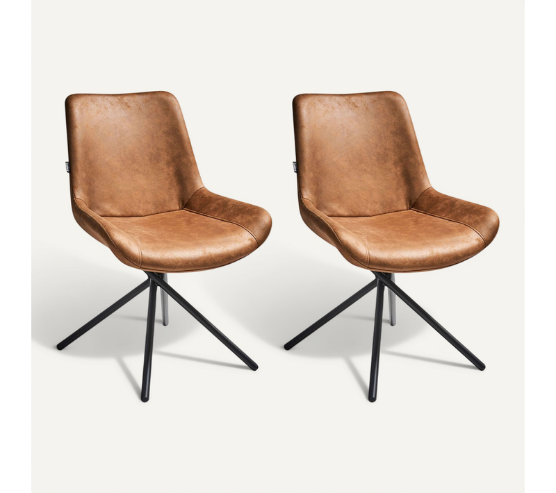 Lot De 2 Chaises De Salle à Manger Hailey Daim Synthétique Marron Doré