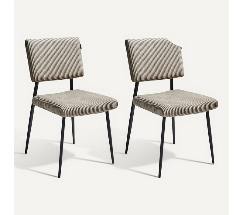 Lot De 2 Chaises De Salle À Manger Sturgis Velours Côtelé Taupe