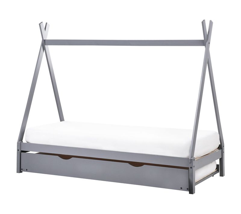 Lit Gigogne Enfant Bois De Pin Talmontiers 90 X 200 Cm Gris