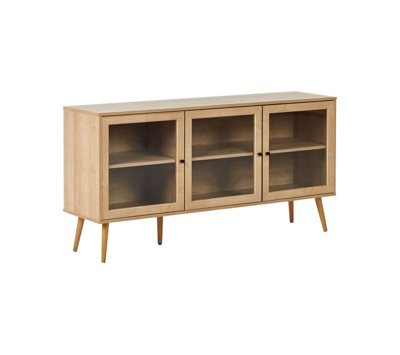 Buffet Avec Vitrine En Verre Albany 150 Cm Marron Clair