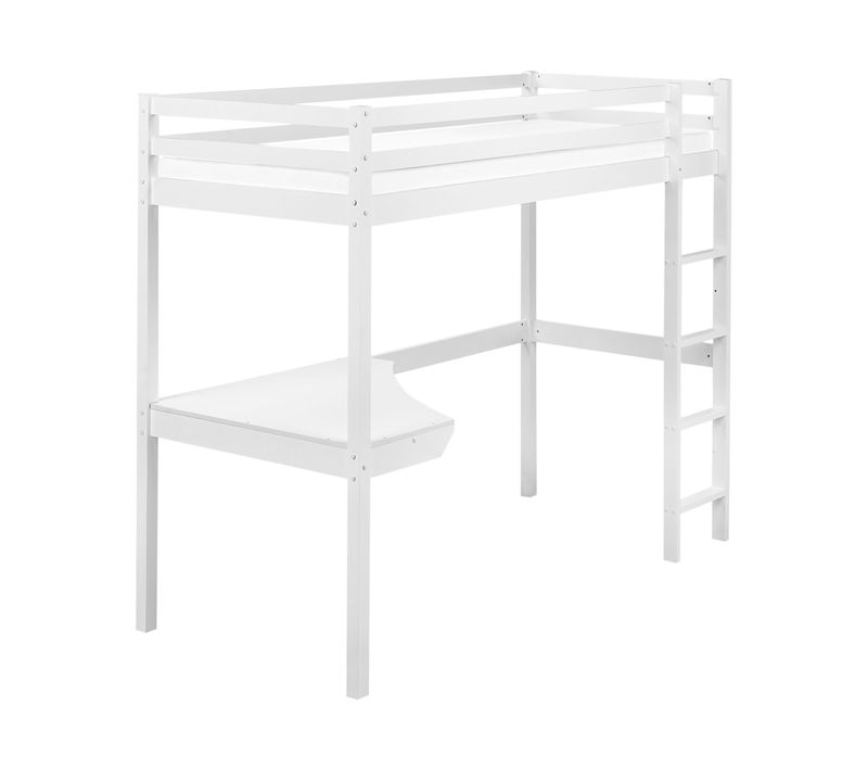 Lit Superposé Avec Bureau Bois De Pin Loury 90 X 200 Cm Blanc