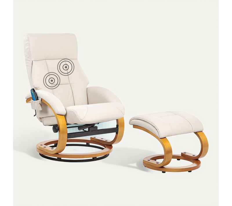 Fauteuil Massant Force simili Beige Clair