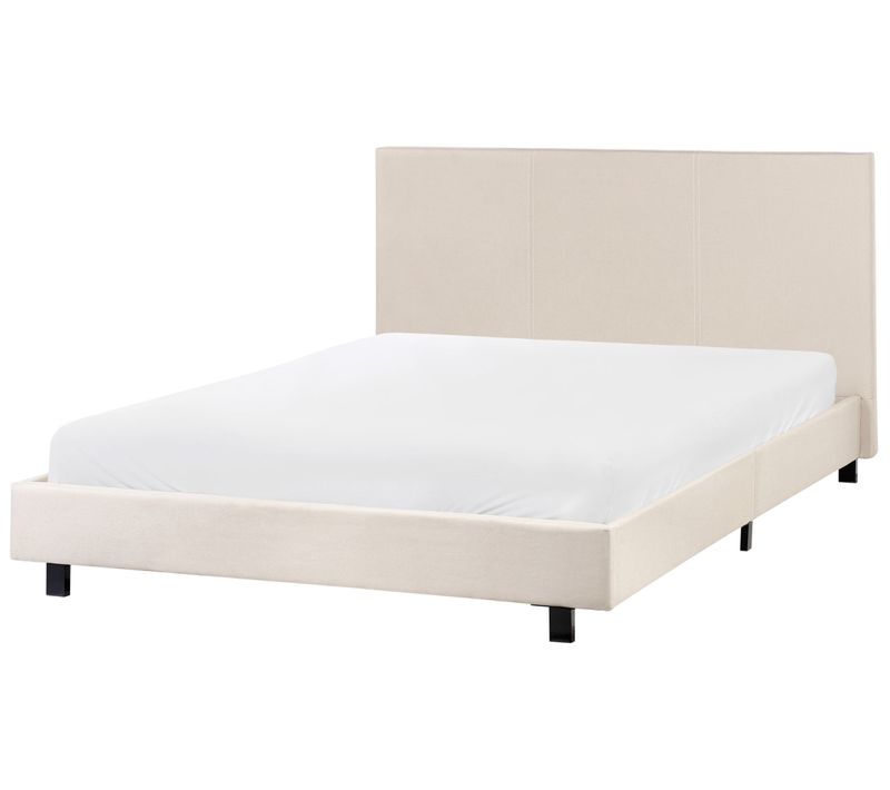 Lit Avec Sommier Tissu Albi 140 X 200 Cm Beige