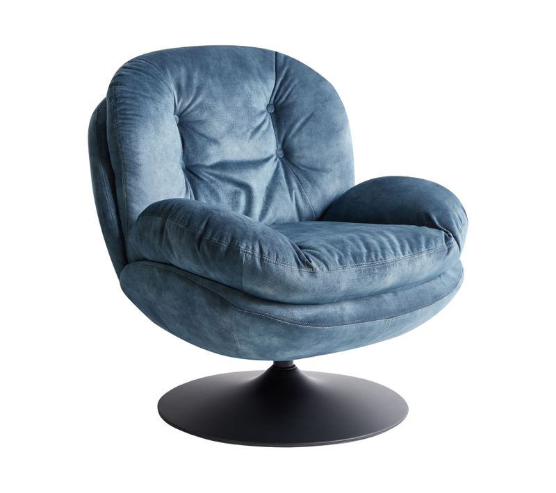 Fauteuil Pivotant Nolvik Velours Bleu Foncé