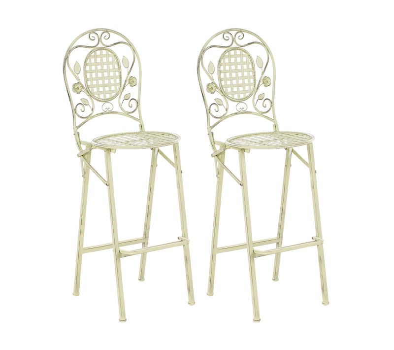 Lot De 2 Chaises De Bar De Jardin Bivio Pliant Métal Vert Clair