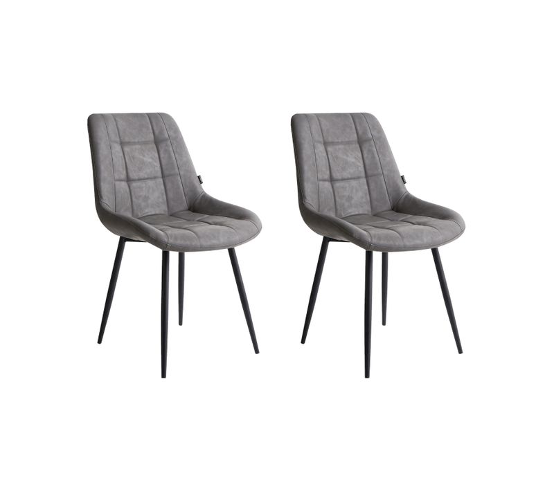Lot De 2 Chaises De Salle à Manger Melrose Cuir Pu Gris