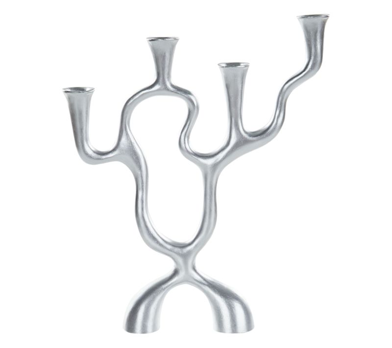 Bougeoir Famoes Métal 41 Cm Argenté