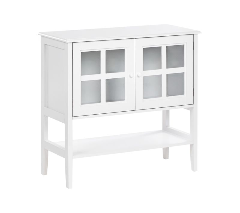 Buffet Avec Vitrine En Verre Avec Étagère Inlet 80 Cm Blanc