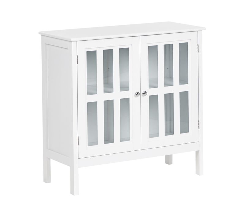 Buffet Avec Vitrine En Verre Miram 80 Cm Blanc