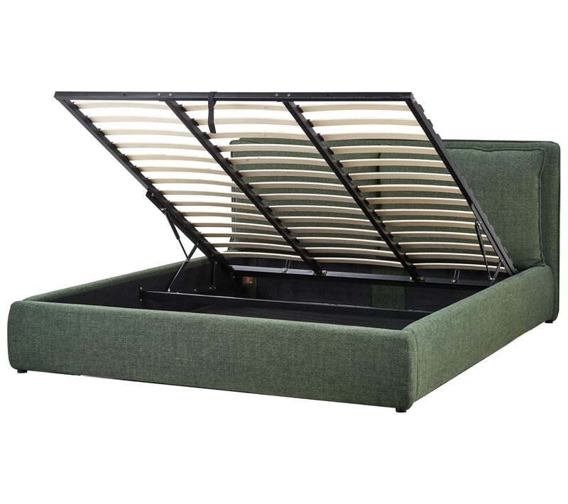 Lit Ottoman Tissu Bajonna 180 X 200 Cm Vert Foncé