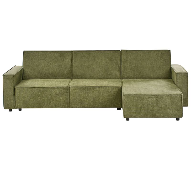 Canapé-lit D'angle 3 Places Romedal Ii Tissu Vert Foncé Côté Gauche