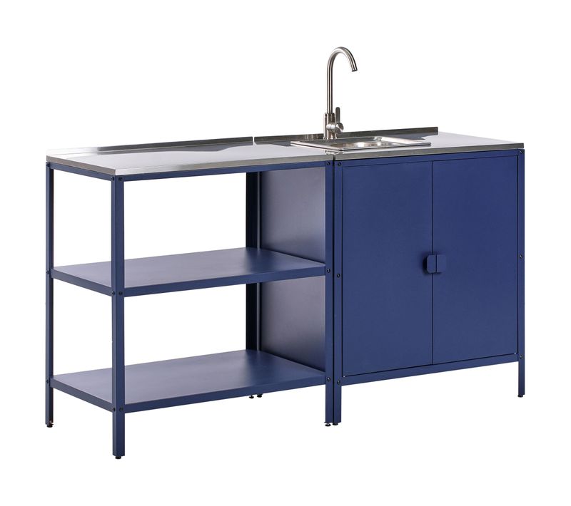 Cuisine D'extérieur 2 Pièces Avec évier Vilama Métal Bleu