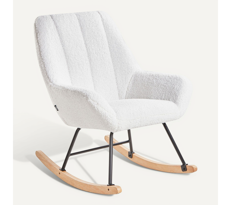 Fauteuil à Bascule Kinno Bouclé Blanc Cassé