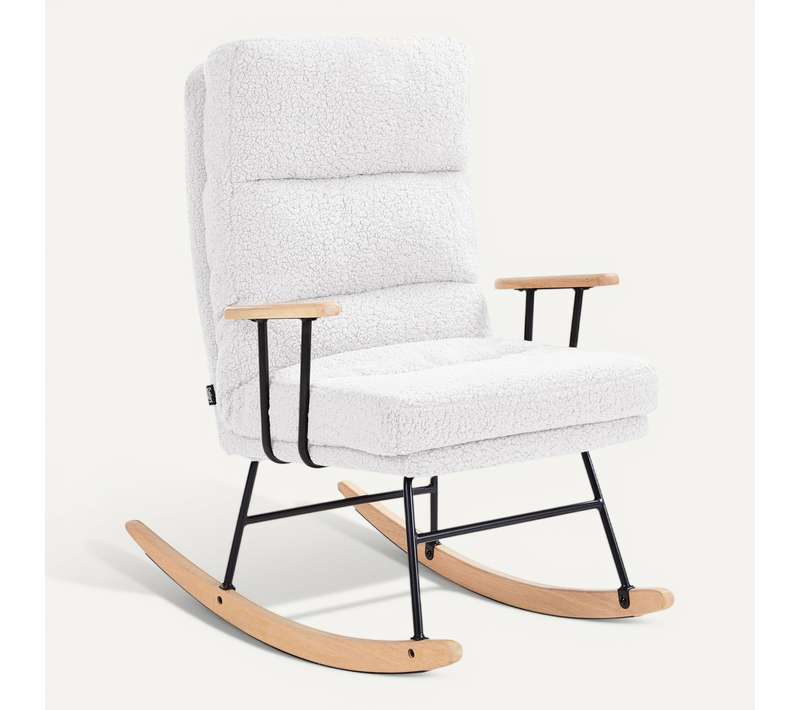 Fauteuil à Bascule Eskelin Bouclé Blanc Cassé