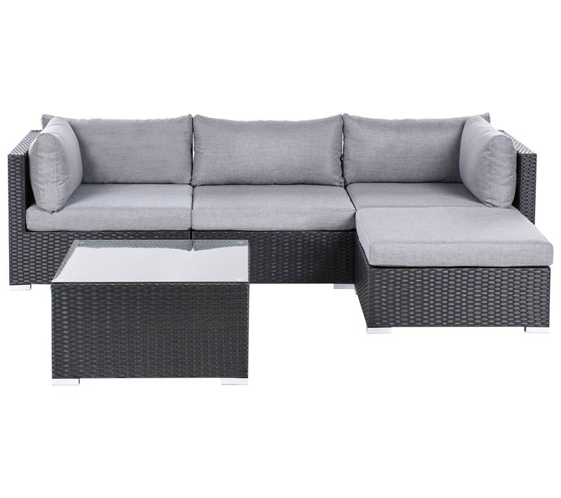 Ensemble De Canapés D'angle De Jardin 4 Places Sano Côté Gauche Polyrotin Noir