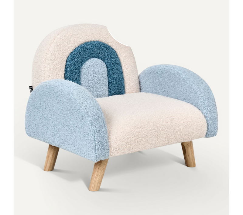 Fauteuil Pour Enfants Arc-en-ciel Ombo Bouclé Bleu Clair