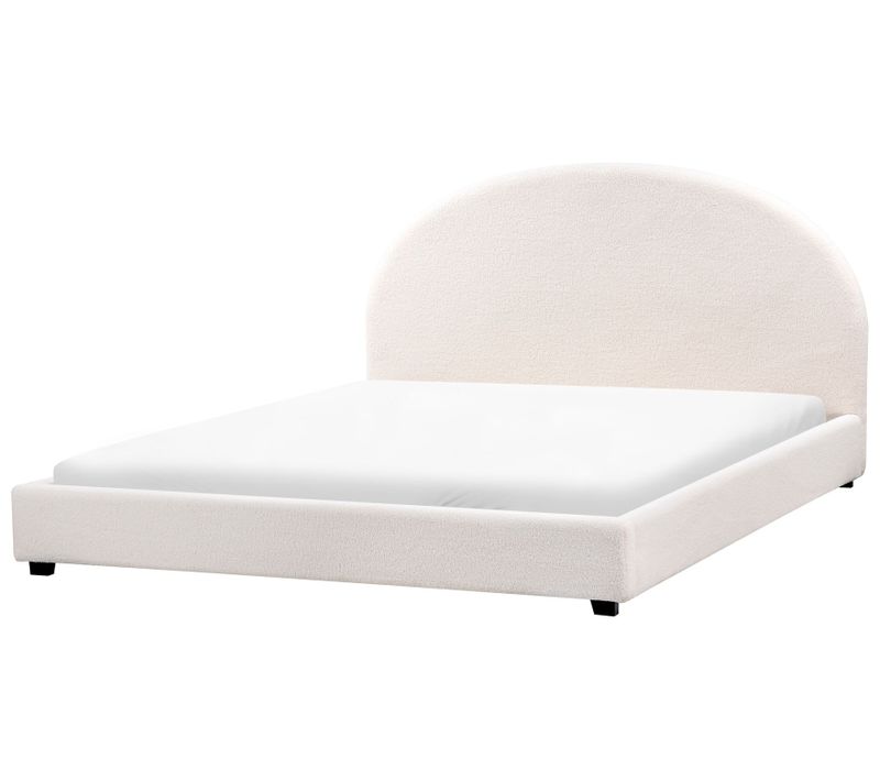 Lit Avec Sommier Bouclé Vaucluse 180 X 200 Cm Blanc Cassé