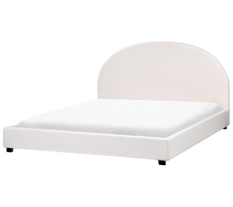 Lit Avec Sommier Tissu Vaucluse 180 X 200 Cm Blanc Cassé