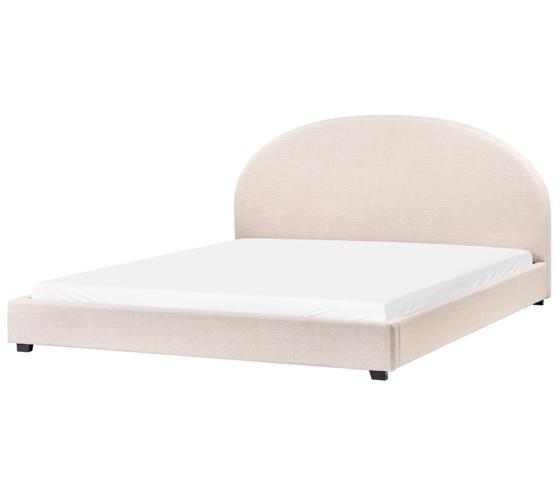 Lit Avec Sommier Tissu Vaucluse 180 X 200 Cm Beige Clair