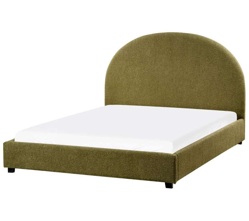 Lit Avec Sommier Bouclé Vaucluse 140 X 200 Cm Vert Olive